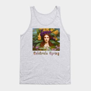 Celebrate Spring Beautiful Woman Surrounded By Spring Flowers Tank Top